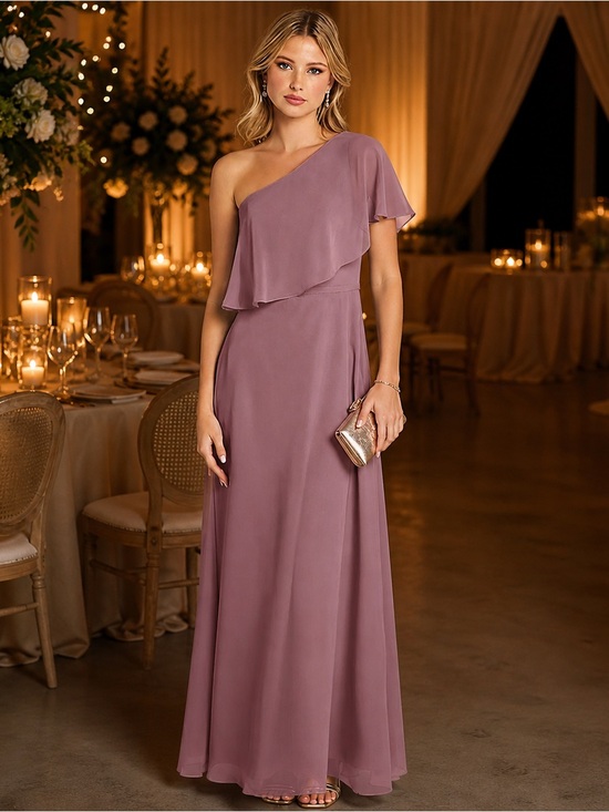Azazie Dresses & Skirts - Azazie Mauve One Shoulder Gown Size 8 NWT Formal Wedding Guest Dress